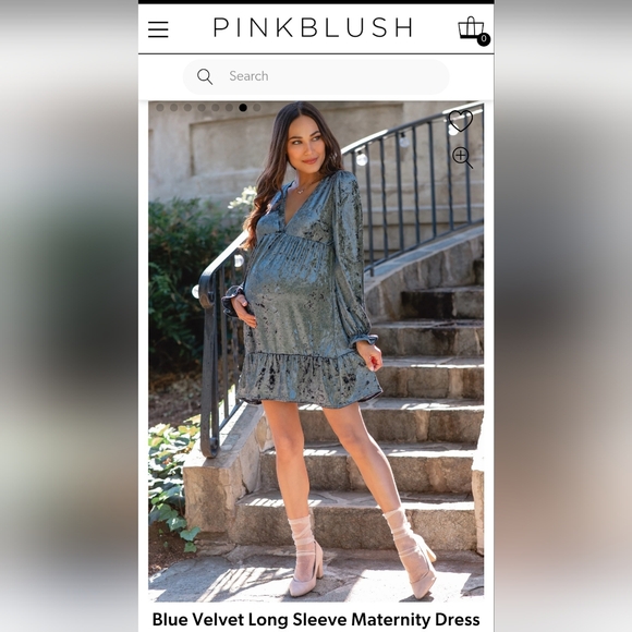 Pinkblush Blue Ruffled Tiered Long Sleeve Maternity Dress - Picture 6 of 7